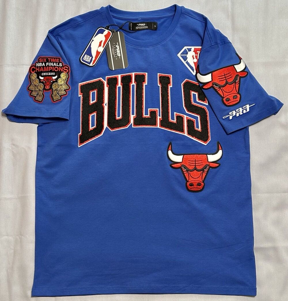 NWT Pro Standard Chicago Bulls NBA 75th Anniversary Men's L Blue Chenille Tee